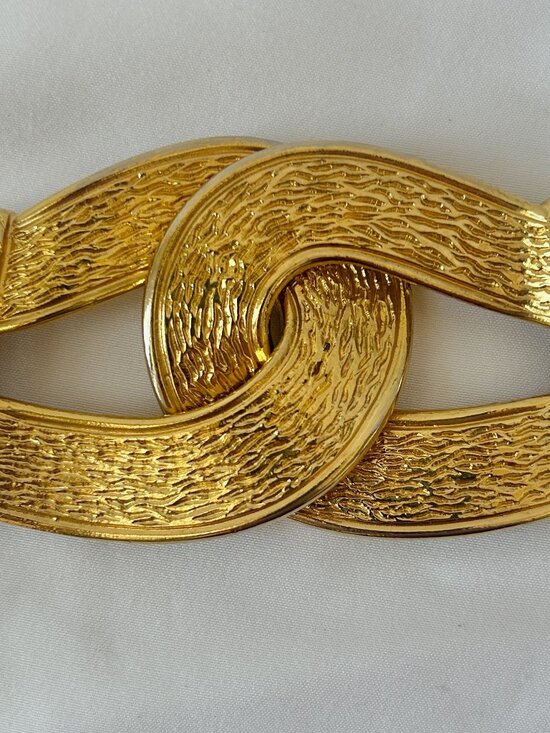 Chunky Vintage Gold Tone BELT BUCKLE Puzzle Design Signed GUTOS West Germany main image 5